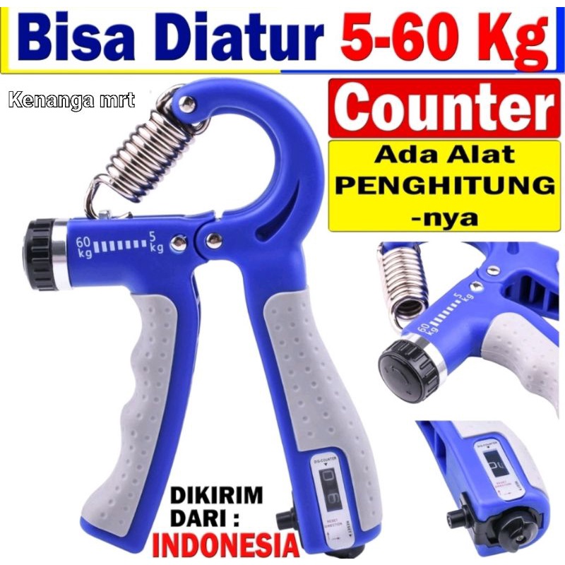 Handgrip Olahraga Otot Tangan Adjustable 5 - 60 Kg Hitung Otomatis - Hand Grip With Counter