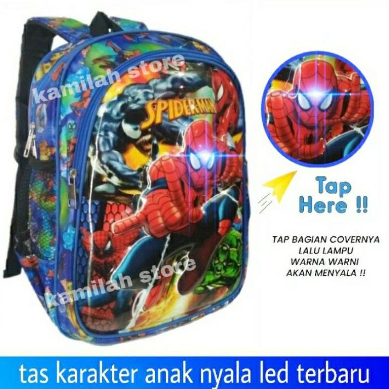 Hot - tas anak nyala -tas anak led - tas anak laki - tas anak spiderman ~
