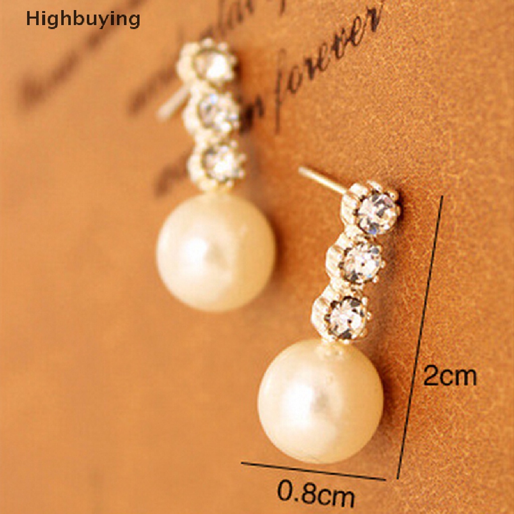 Hbid New Fashion Wanita Lady Earring Elegan Mutiara Berlian Imitasi Ear Stud Earrings 1pasang Glory