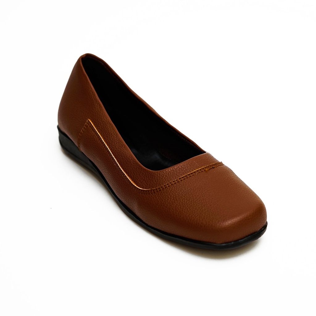 Barel - Flat coklat Sepatu Pantopel Wanita Sepatu Kerja Sepatu Kantor Wanita Sepatu Formal
