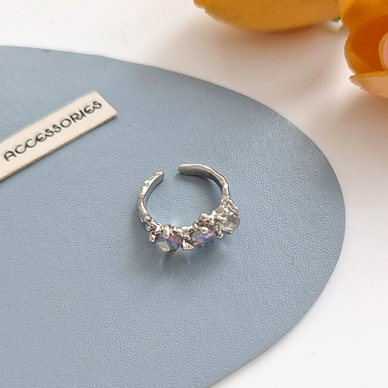 Cincin Moonstone Tidak Teratur Desain Perempuan High-end Cahaya Mewah Cincin Dapat Disesuaikan