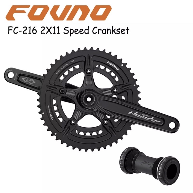 crankset roadbike fovno gxp 50 34t sepeda balap litepro racework 2 x 11 speed