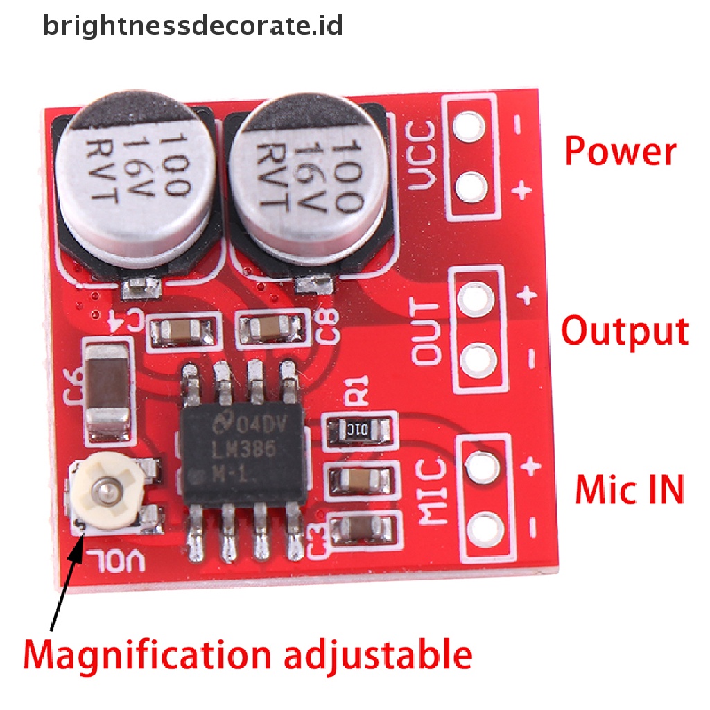 [Birth] Dc 5V-12V LM386 electret microphone power amplifier board gain 200kali mic amp [ID]