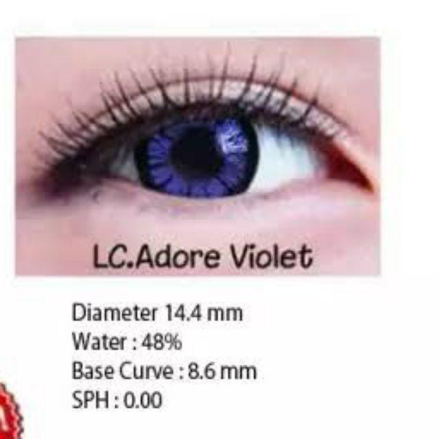 SOFTLENS MINUS DAN NORMAL ADORE VIOLET 14.4mm (0.00 sd -8.00) LIVING COLOR GRATIS TEMPAT SOFLEN