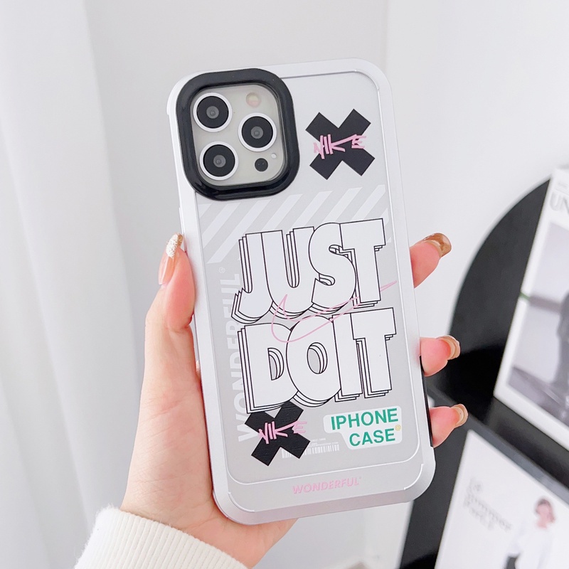 Sports Street Fashion Just Do T Casing Ponsel Akrilik Transparan Untuk IPhone 13 Pro Max12 11 Pro Silikon Shockproof Bumper Penutup Belakang Untuk IPhone Xs Max XR 7Plus