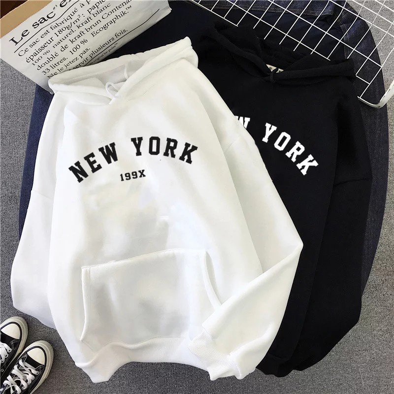 JAKET HOODIE NY NEW YORK 199X ALLL SIZE CREAM UNISEX