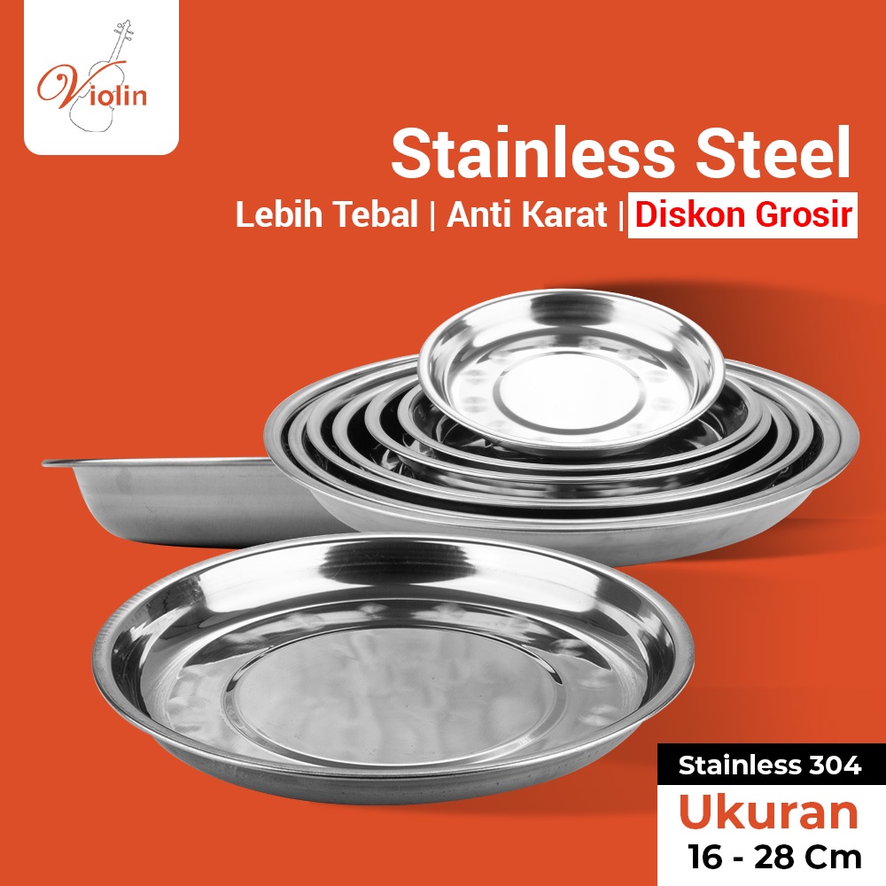 VIOLIN NAMPAN BULAT BUNGA STAINLESS 16~28 cm PBD-802A