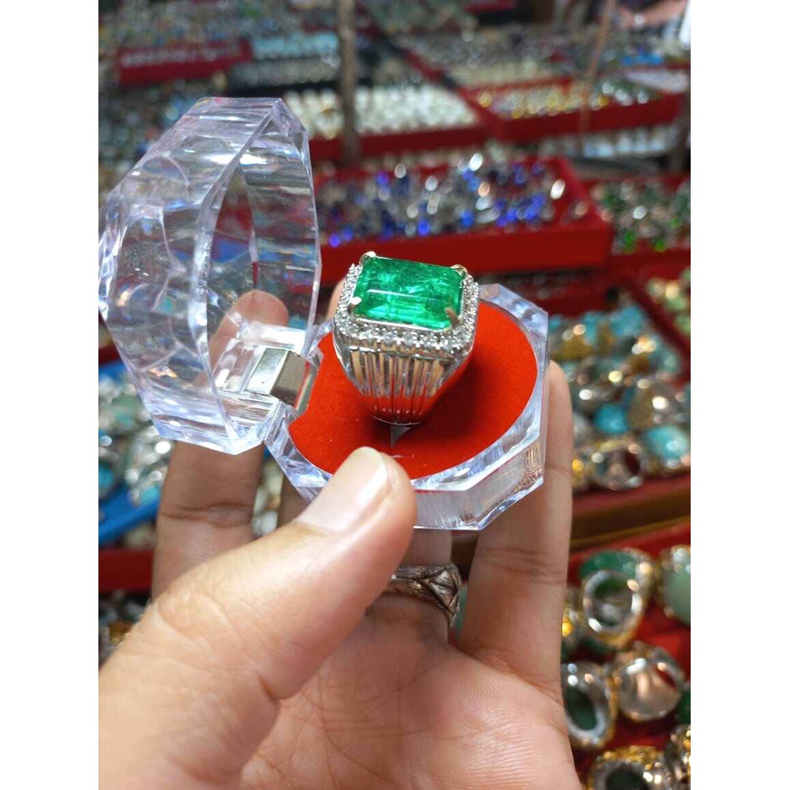 cincin batu akik ZAMRUD RUSIA NATURAL/SIZE IDEAL/ MODERN/KANTORAN