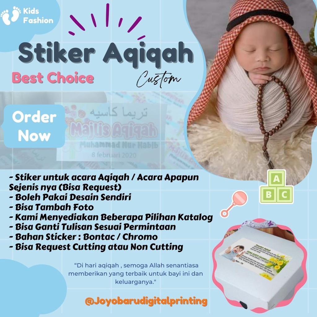 CETAK KARTU UCAPAN STIKER AQIQAH,TEDAK SITEN, DLL CUSTOM