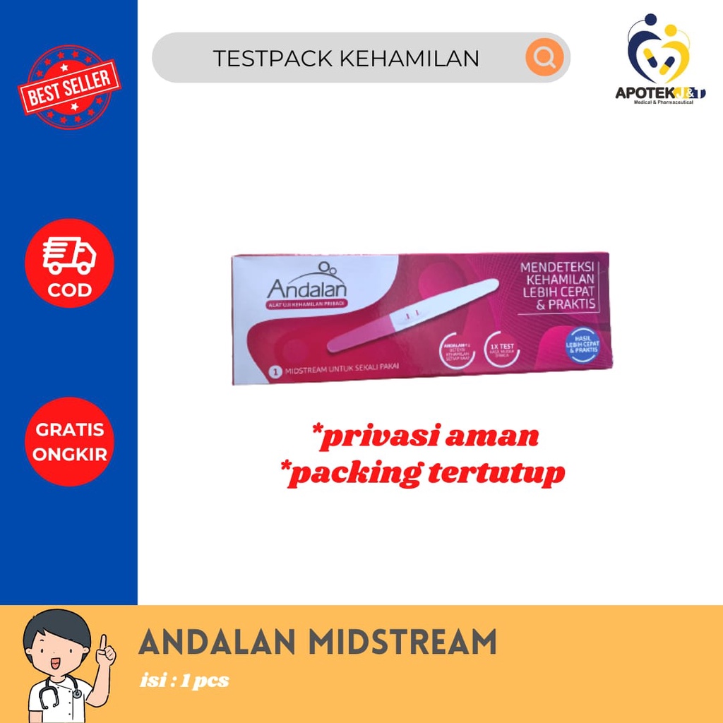 ANDALAN MIDSTREAM TESTPACK KEHAMILAN / ALAT TES KEHAMILAN / PRAKTIS CEPAT AKURAT