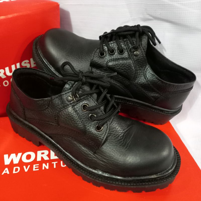 sepatu safety pendek tali merk World cruiser original sepatu proyek kulit asli