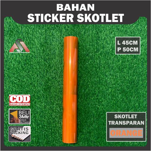 Stiker Skotlet Kaca Film Lampu Motor Mobil Warna Orange Transparan