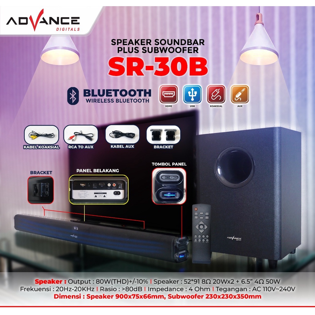 Speaker Advanve SR-30B / Speaker Soundbar Plus Subwoofer SR30B / Speaker Advance