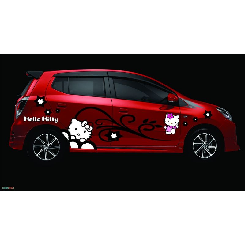 sticker cutting mobil motif hello Kitty sticker mobil Honda jazz Brio ayla
