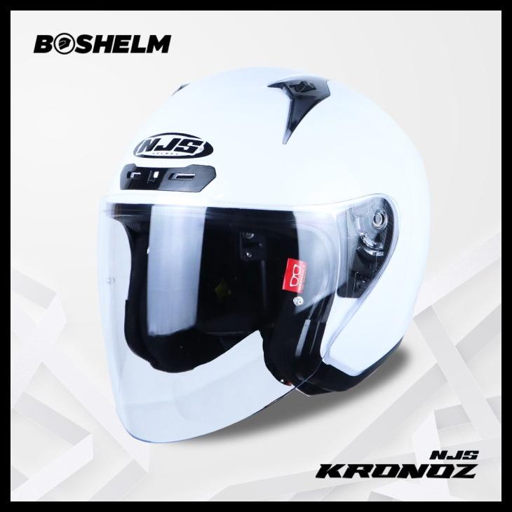 Helm Njs Kronoz Putih Glossy Helm Half Face Sni