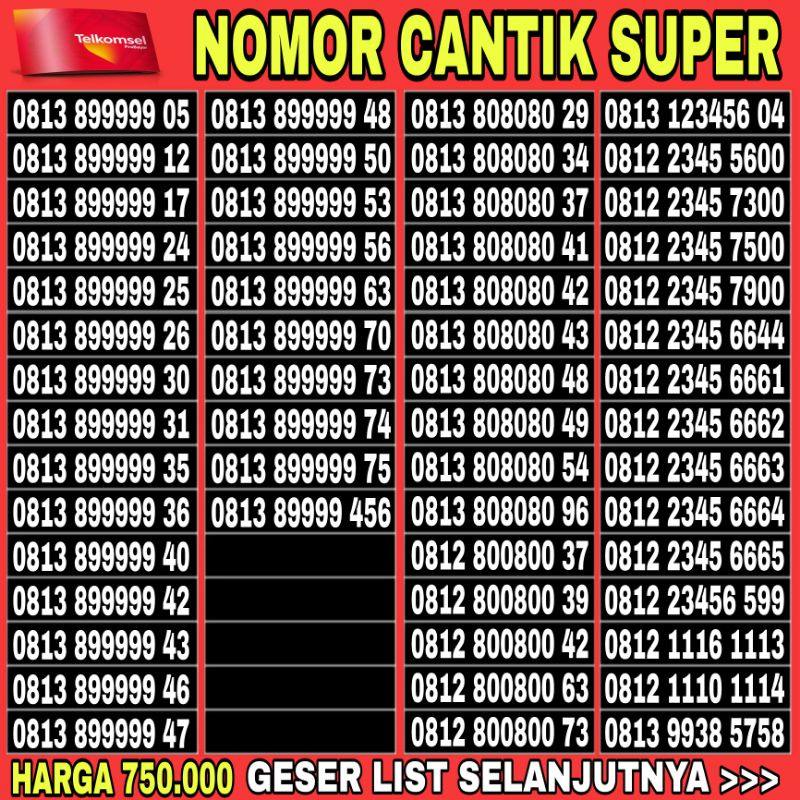 nomor cantik simpati super 99999