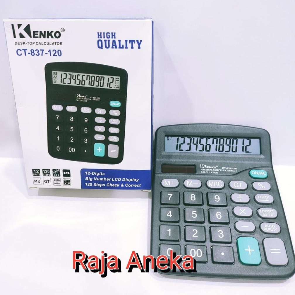 

H08280 kalkulator dagang baterai abc a2 kenko 837 cek ulang 12 digit dengan baterai jam mudah ganti ➤Best