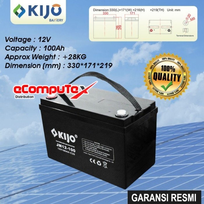 BATERAI UPS VRLA 12V 100AH KIJO / BATTERY AKI KERING 12 VOLT 100 AH ACCU