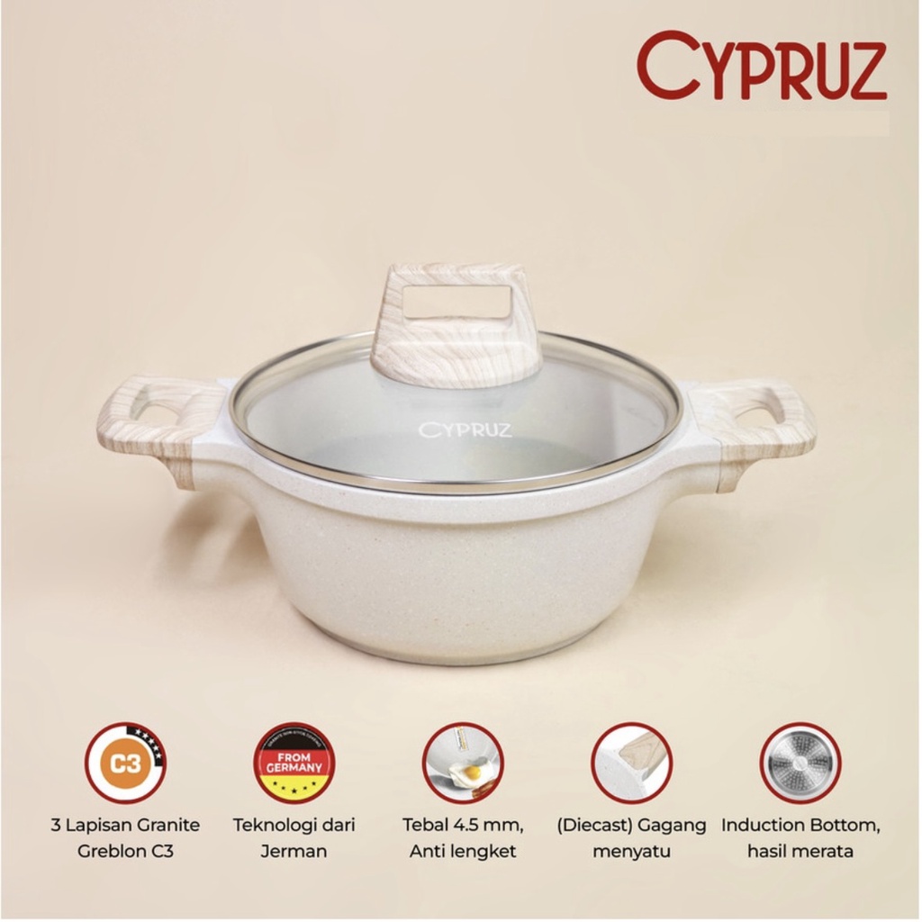 White Granite Diecast Casserole GREBLON Cypruz PI-0831