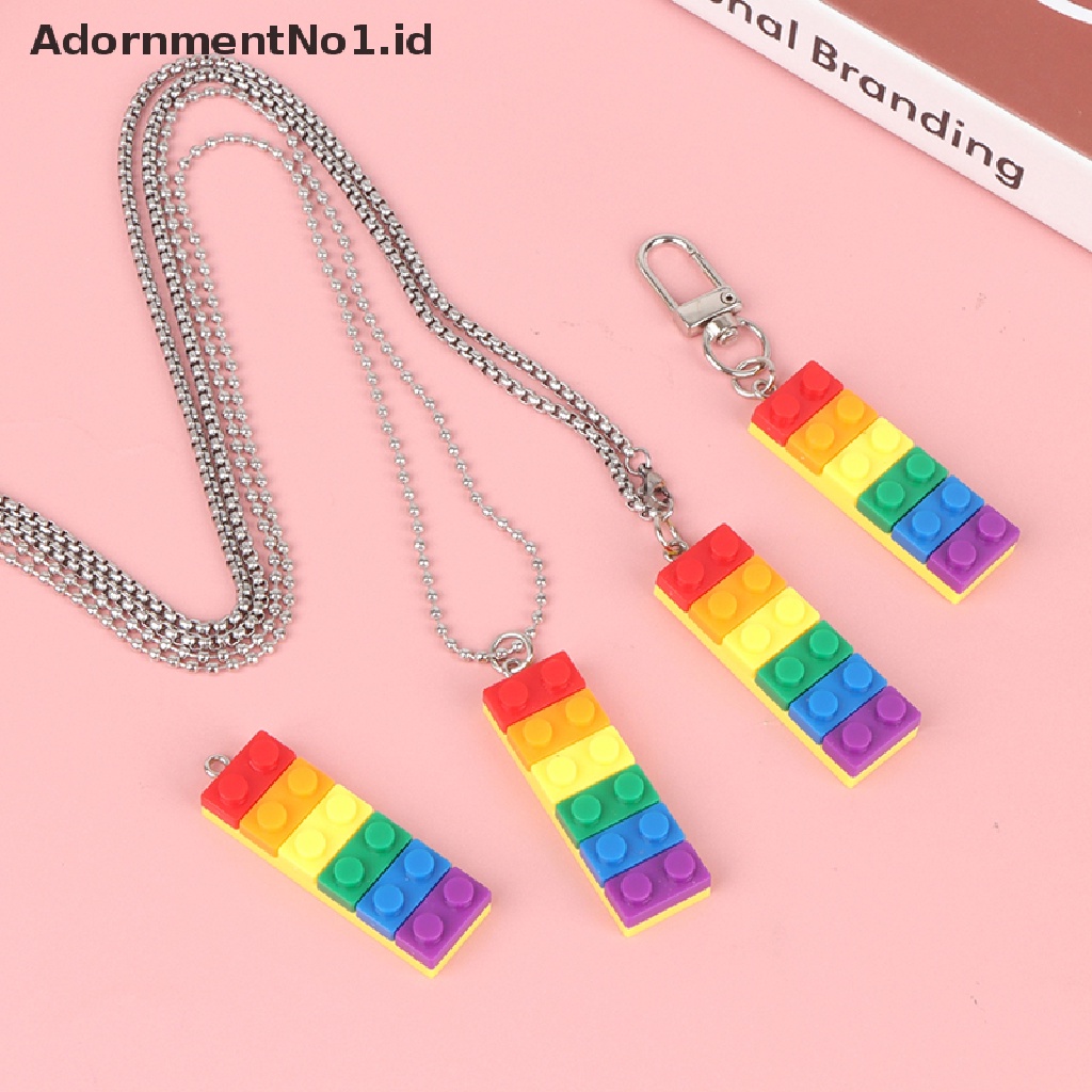 [AdornmentNo1] Pria Wanita Gay Pride Rain Blocks Kalung Gantungan Kunci Pita Punk Perhiasan Pesta [ID]