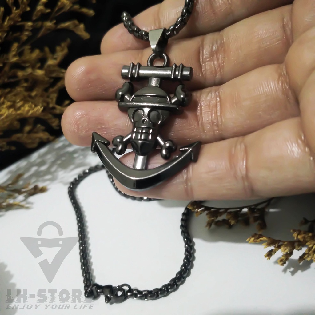 Kalung Titanium Set One Piece Black Edition Terbaru Keren Anti Karat