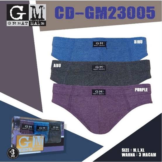 1 Box 3 Pcs Celana Dalam GM Great Male 23005 - CD Pria Dewasa - Random Warna