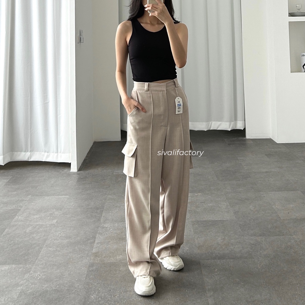 SIVALI Harper Cargo Pants - Highwaist Loose Cargo - Celana Kargo Wanita - Baggy Pants