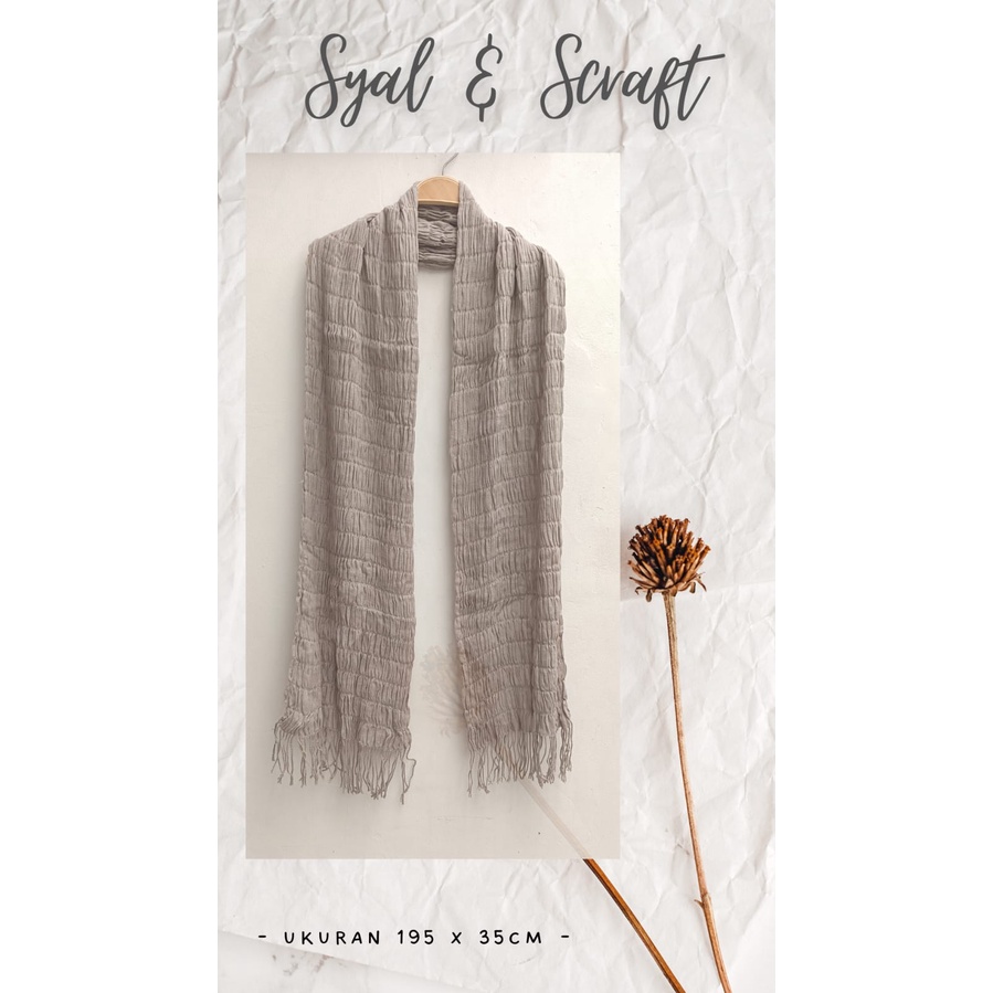 Syal Wanita Polos Kerut Rajut Bahan Knit Warna Grey | Scarf Knited | Shawl | Selendang | Souvenir Aksesoris Fashion Wanita