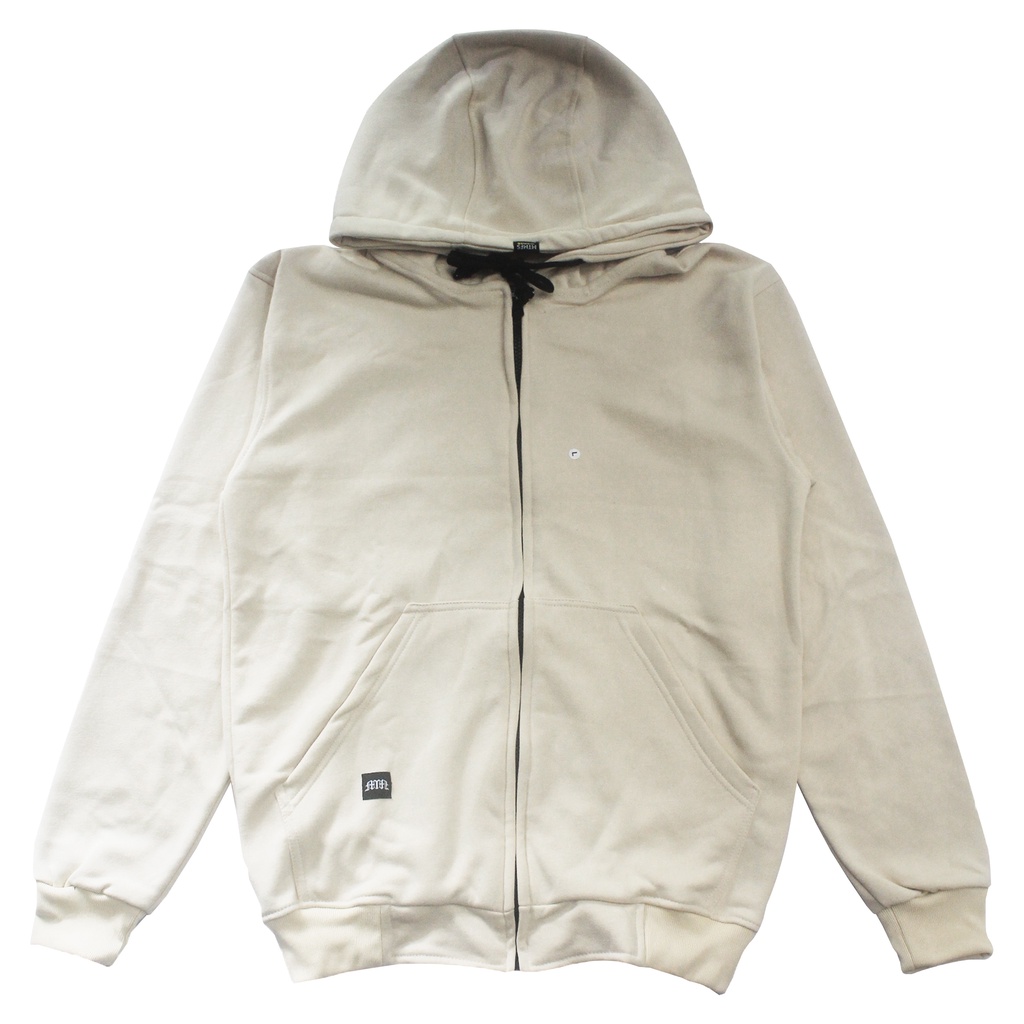 Metamorfosis Clothing - Zipper Hoodie Polos Cream Cotton Fleece / Jaket Krem / Simpel / Brand Lokal 