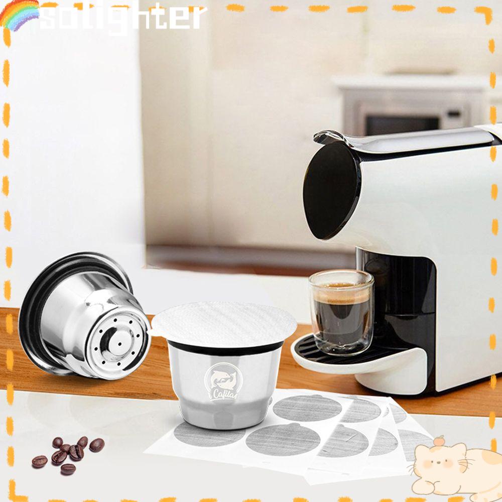 Solighter Coffee Capsule Home Espresso Sendok Kopi Brush Reusable Pods