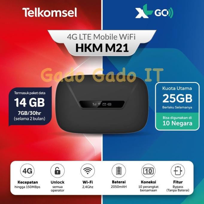 MIFI ROUTER HKM M21 XL GO MODEM WIFI 4G LTE HKM M21 TELKOMSEL (UNLOCK)