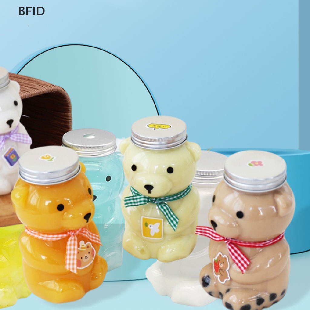 [BFID] Botol Minum Sekali Pakai Juice Bear Gelas Plastik Beruang Lucu Juice Drink Milk Tea Drink Storage Bottles With Lid Sealed Bottle [ID]