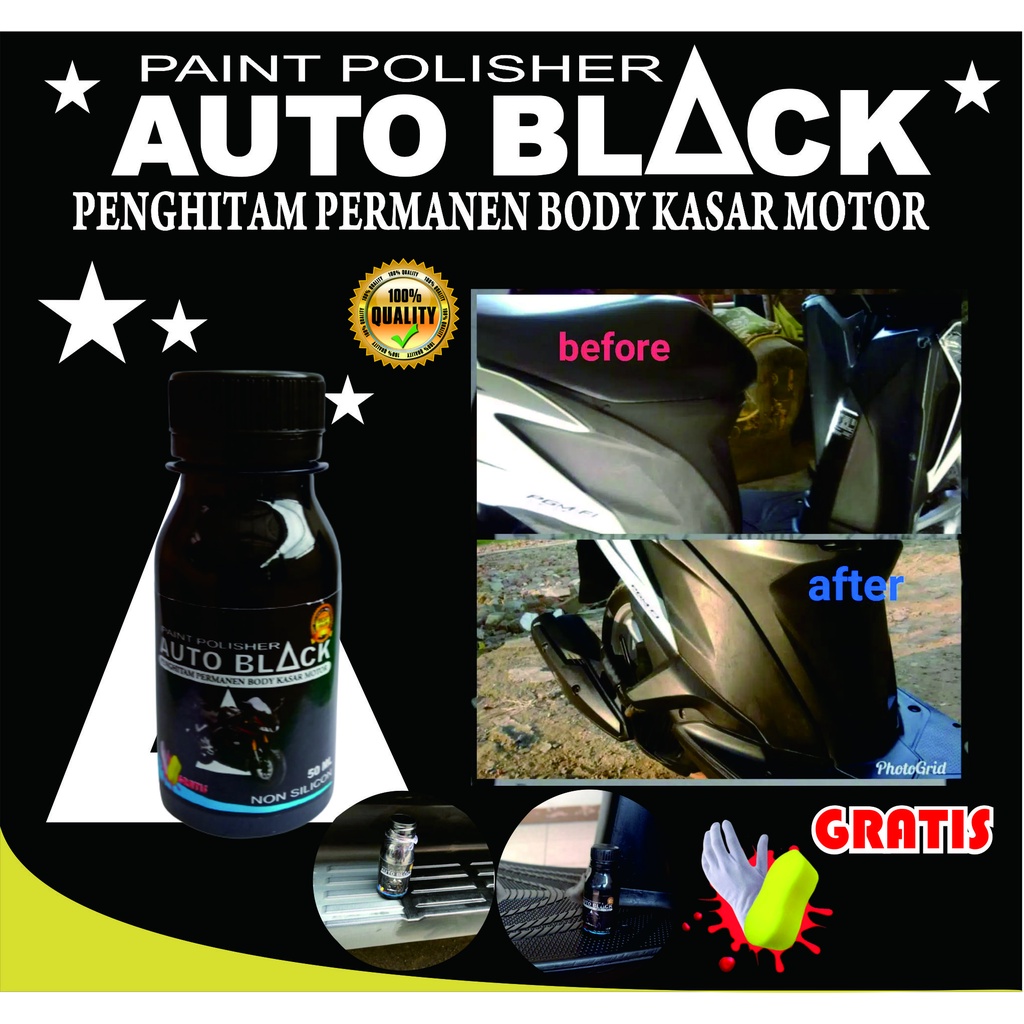 AUTO BLACK PENGHITAM DASHBOARD MOTOR GRATIS SARUNG TANGAN DAN SPON