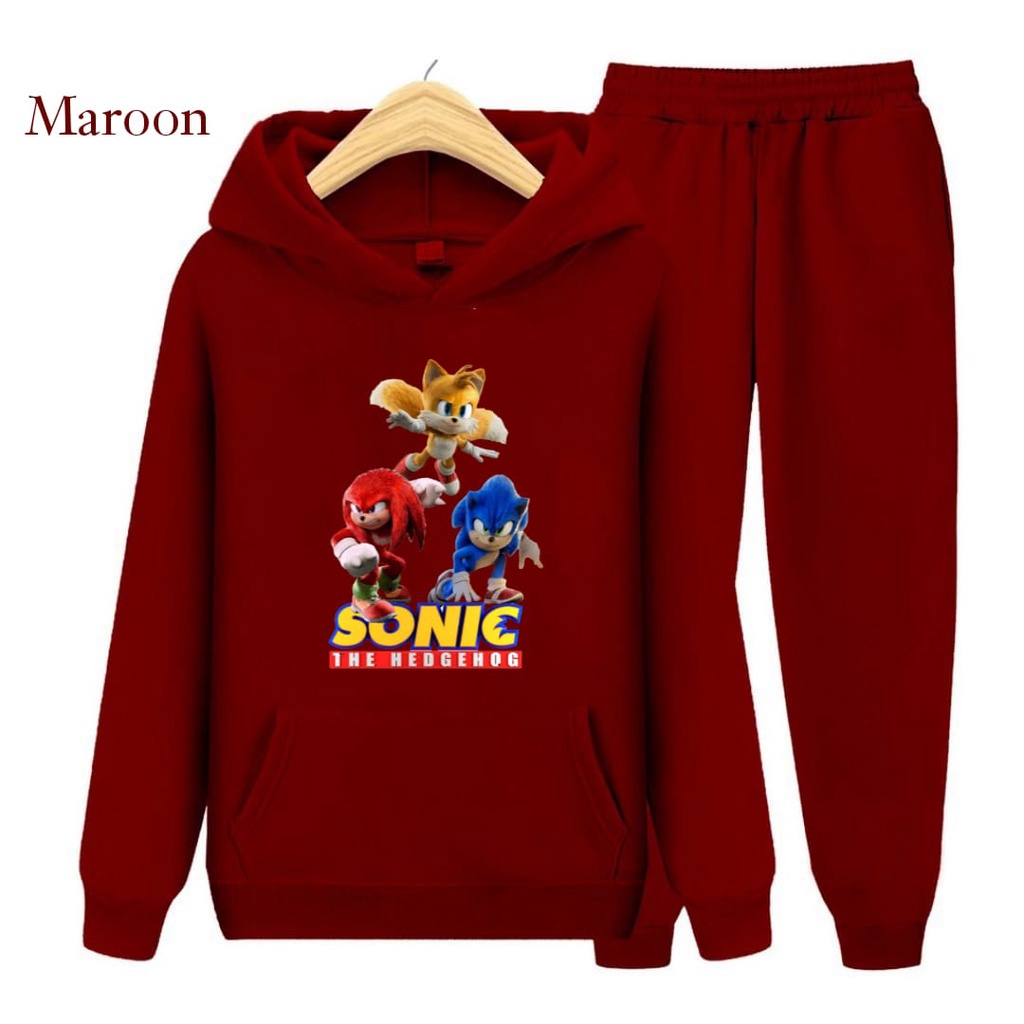 Hzl_outfit Setelan Sweater Hoodie Anak Sonic/ Sweater Hoodie Anak Setelan S.M.XL
