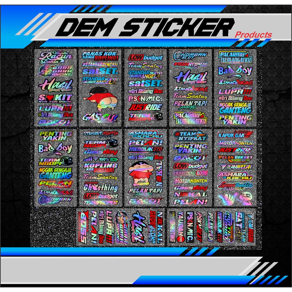 Stiker Pack Hologram Kata Kata Viral Stiker Motor Keren