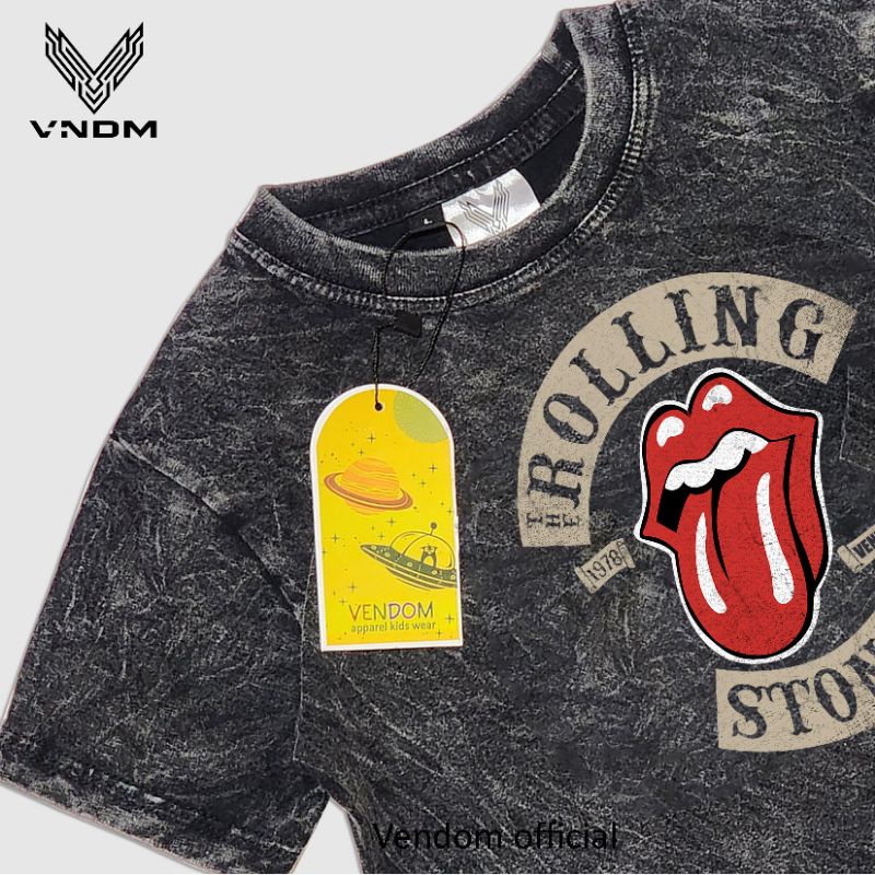 Vendom Kids Baju Kaos Anak Washet Laki Laki / Perempuan Unisex Umur 1-12 Tahun Bahan Cotton 30S Kaos Musik