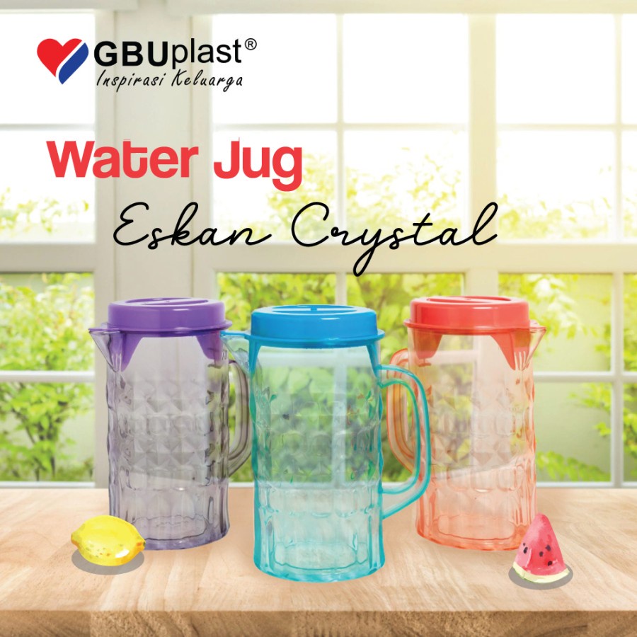 GBUPlast Tempat Minum Eskan KristaL 1.5 Liter W 001 / Teko Plastik Kristal 1500ml - Warna Random