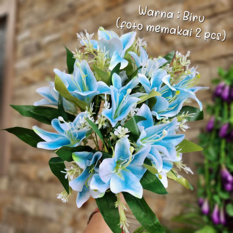 Bunga Lily Besar x7 / Lili Artificial Bunga Hias Plastik [ Tanpa Pot ]