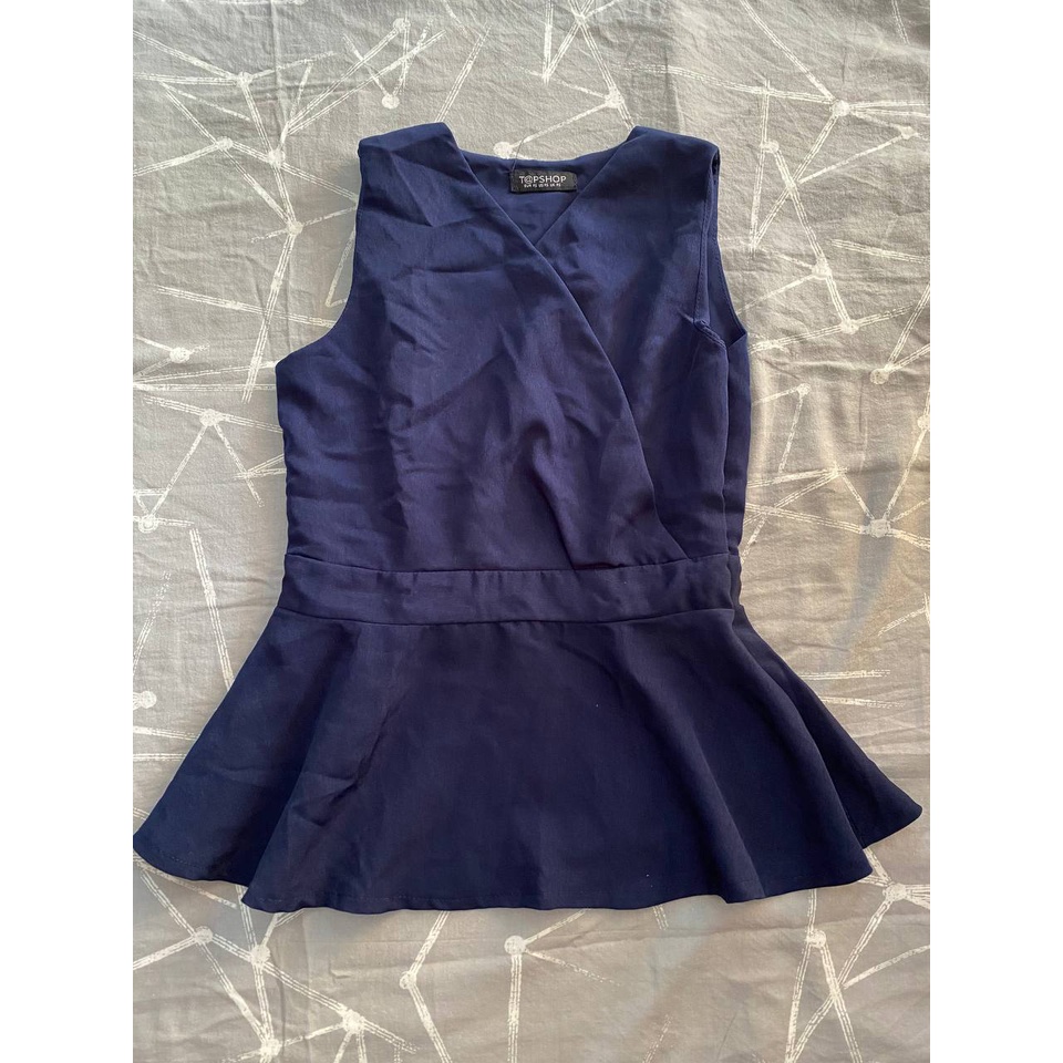 TANKTOP BLOUSE V NECT / PRELOVED TANKTOP NAVI / THRIFT ATASAN BLOUSE TOPSHOP