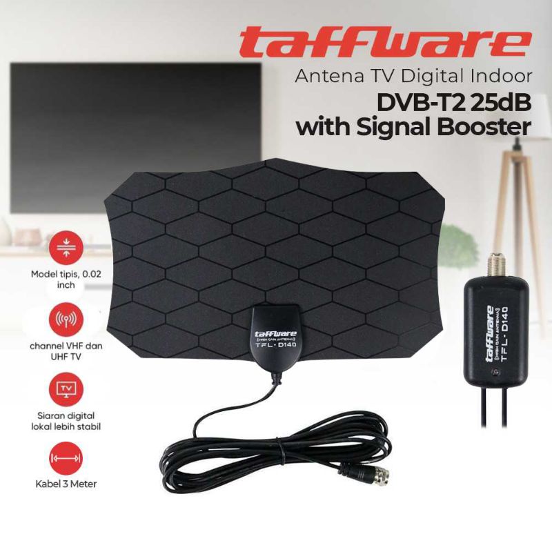 TAFFWARE TFL-D139 ANTENA TV DIGITAL DVB-T2 4K WITH SIGNAL BOOSTER 25DB INDOOR