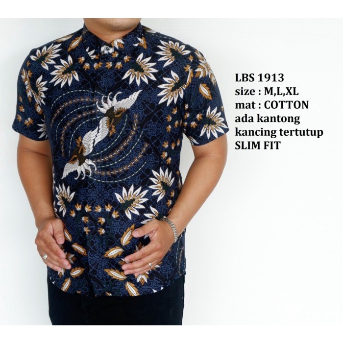 Baju Batik Pria Slimfit Kemeja Lengan Pendek Slim Fit LBS 1913