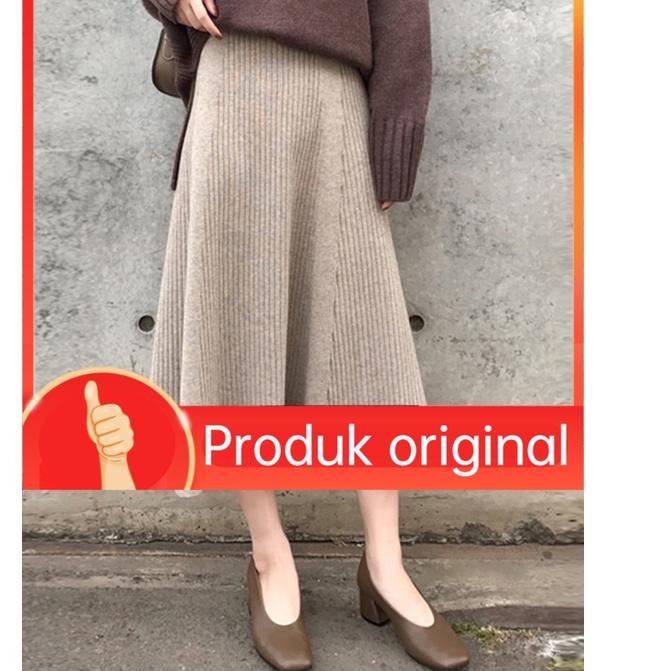 Promo CESILIE - Korean Rok Korea Skirt Rok Plisket Midi Skirt Rok Span Panjang Rajut
