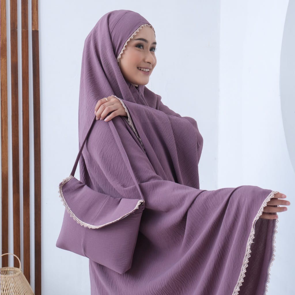 ALMAHIRA - Mukena Dewasa Polos Crinkle Airflow 3in1 Premium Mewah Jumbo TERBARU