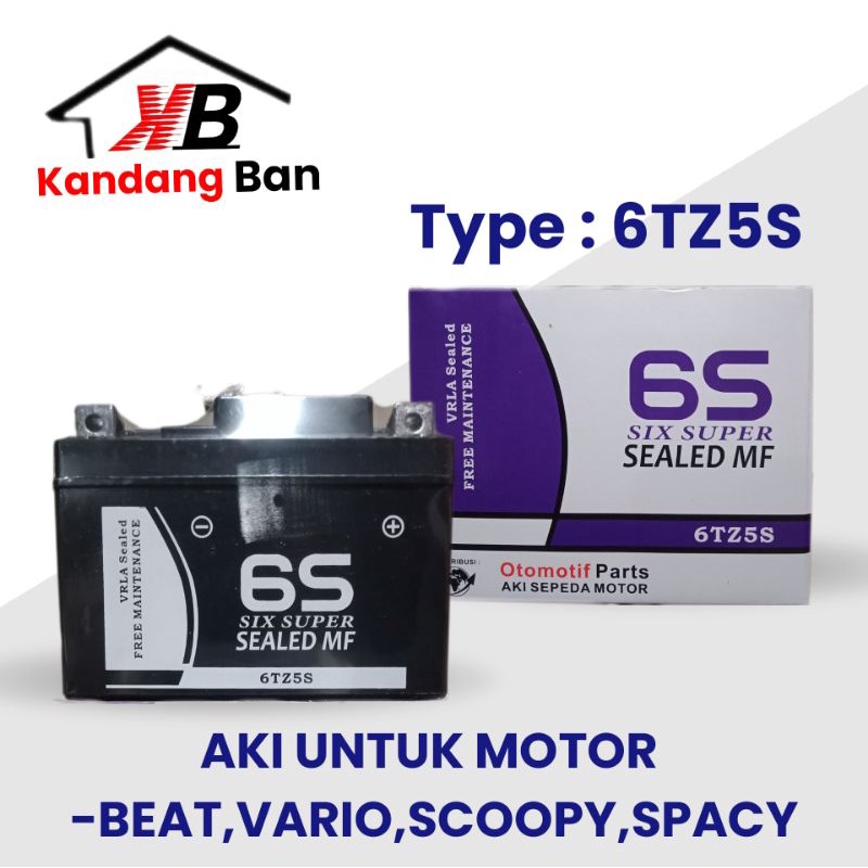 AKI KERING MERK 6S (SIX SUPER)  TYPE 6TZ5S UNTUK MOTOR MATIC HONDA, YAMAHA, SUZUKI