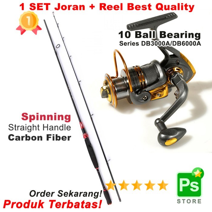 Pancing 1 Set Alat Pancing Lengkap Joran Carbon Fiber 2 Segments + Reel 10Bb