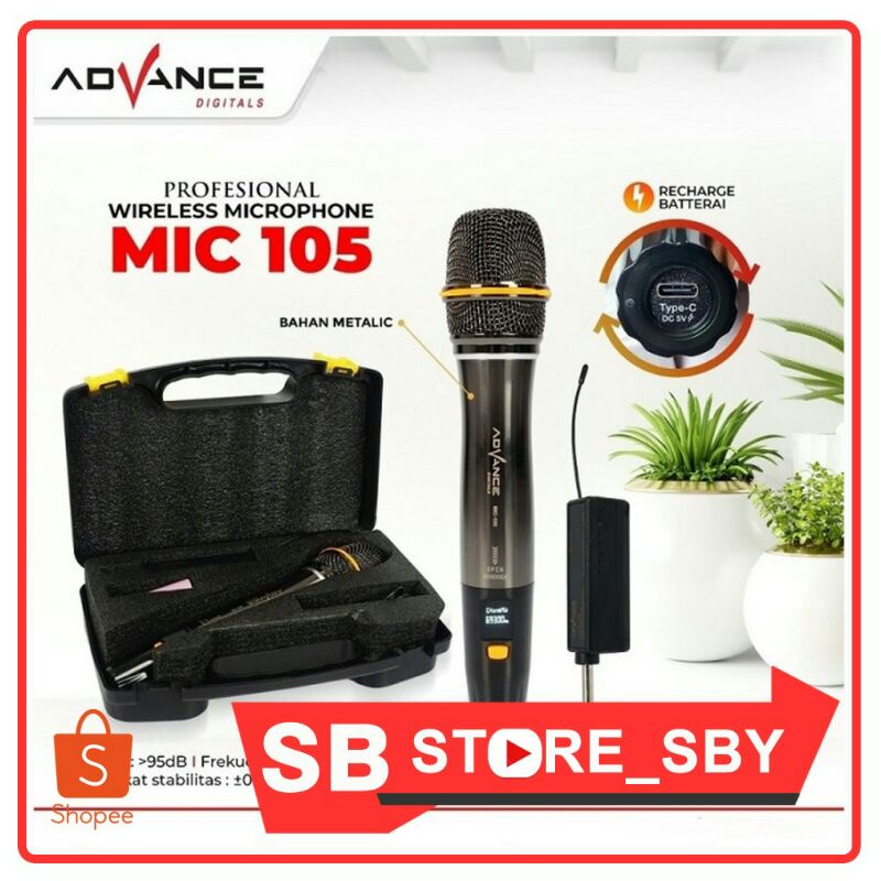 ADVANCE MICROPHONE MIC WIRELESS PROFESIONAL MIC 105