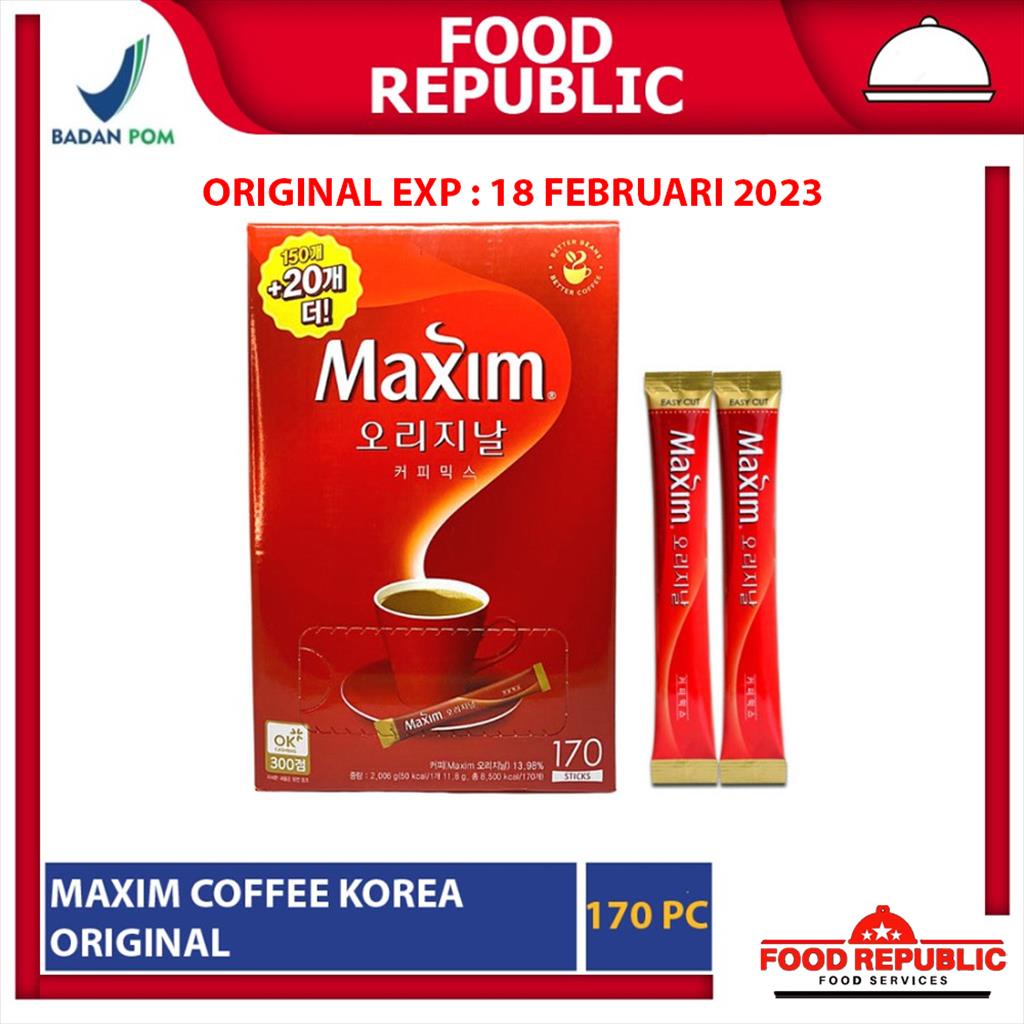 MAXIM COFFEE ORIGINAL 170 PC KOPI MIX KOREA INSTANT KOREAN FAVOURITE HALAL