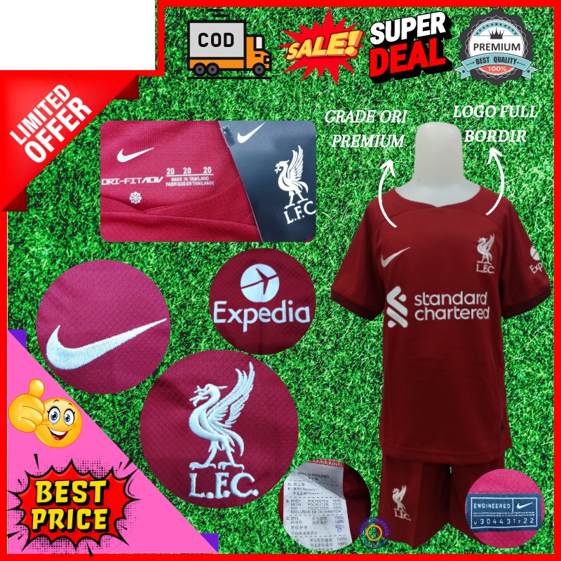 (jerseyolahraga)Kaos Bola Anak Kids Liverpool Grade Ori 2022 / Stelan Jersey Kaos Bola Anak Liverpoo
