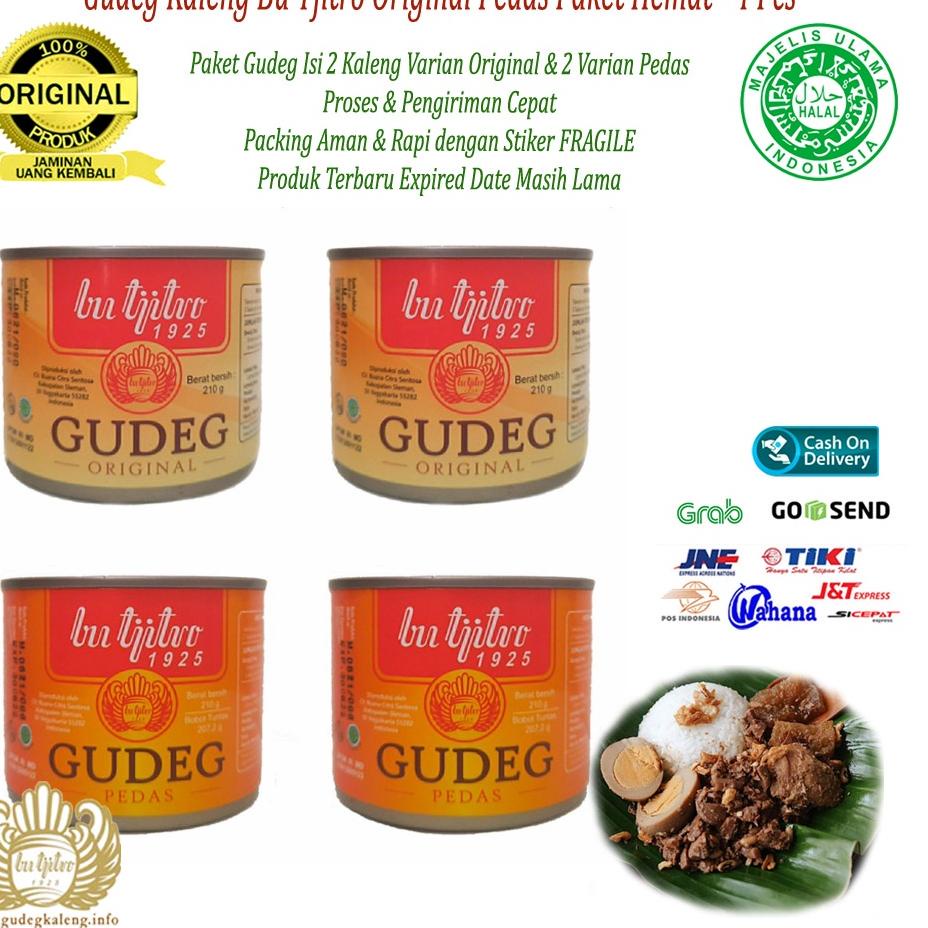 

۞ Gudeg Kaleng Bu Tjitro Paket Original Pedas Special Promo Isi 4Pcs ➱
