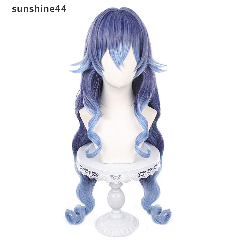 Sunshine Genshin Impact Layla Cosplay Wig Keriting Wig Gradien Biru Cosplay Tahan Panas.